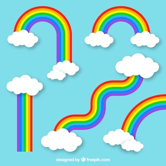 Collection de rainbows avec différentes formes en syle plat