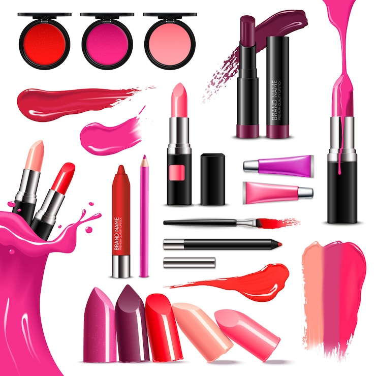 Vecteur gratuit collection réaliste de couleur de maquillage de lèvre