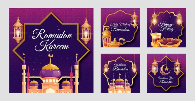 Vecteur gratuit collection réaliste de messages ramadan ig