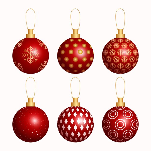Collection réaliste d'ornements de boule de noël