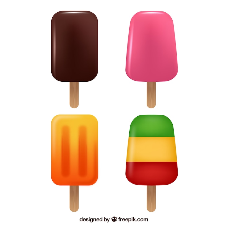 Vecteur gratuit collection réaliste de popsicles colorées