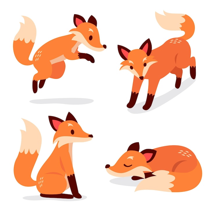 Vecteur gratuit collection de renards dessinés à la main
