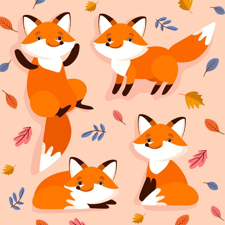 Vecteur gratuit collection de renards dessinés à la main