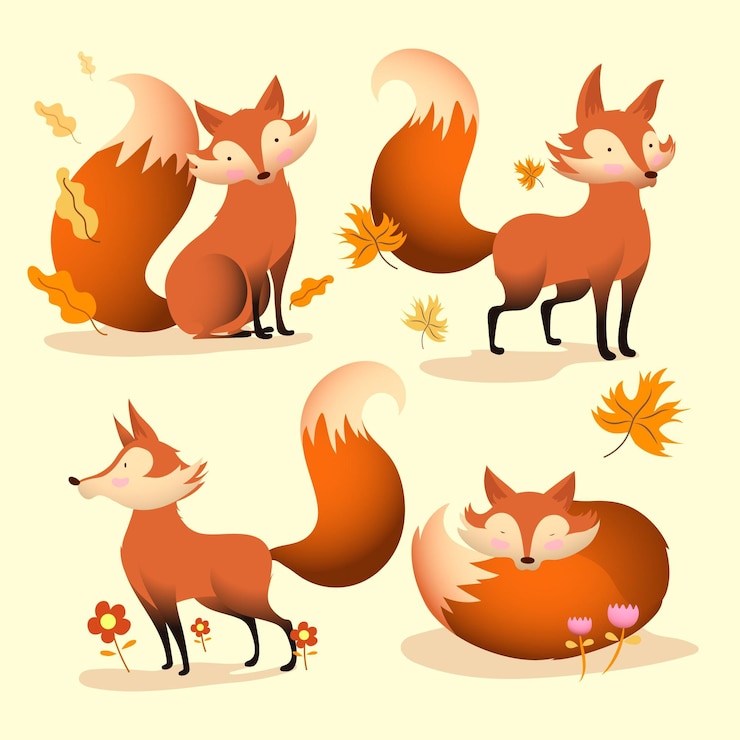 Vecteur gratuit collection de renards dessinés à la main
