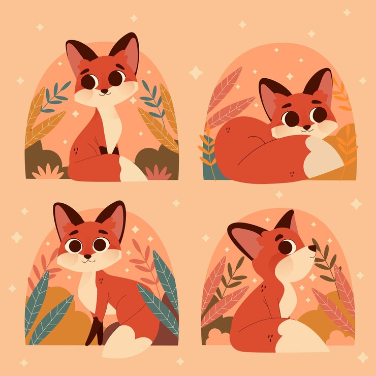 Vecteur gratuit collection de renards dessinés à la main