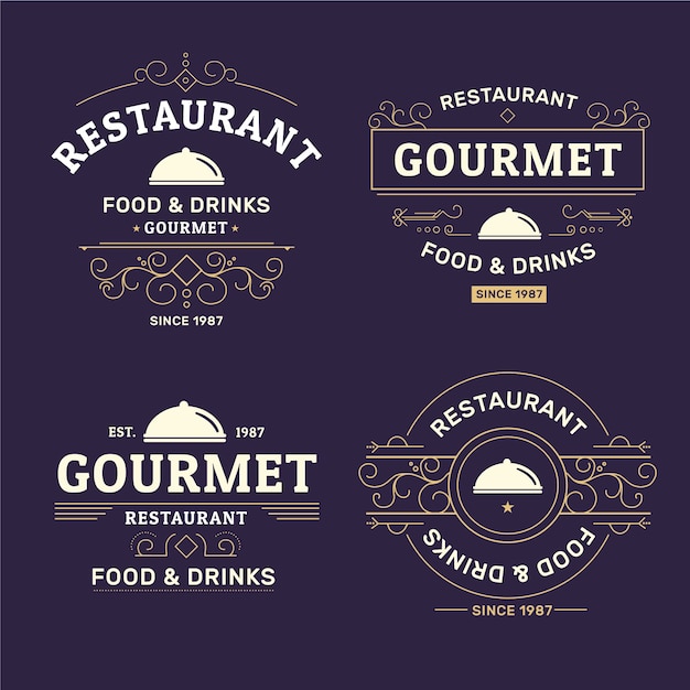 Vecteur gratuit collection rétro de logos de restaurants