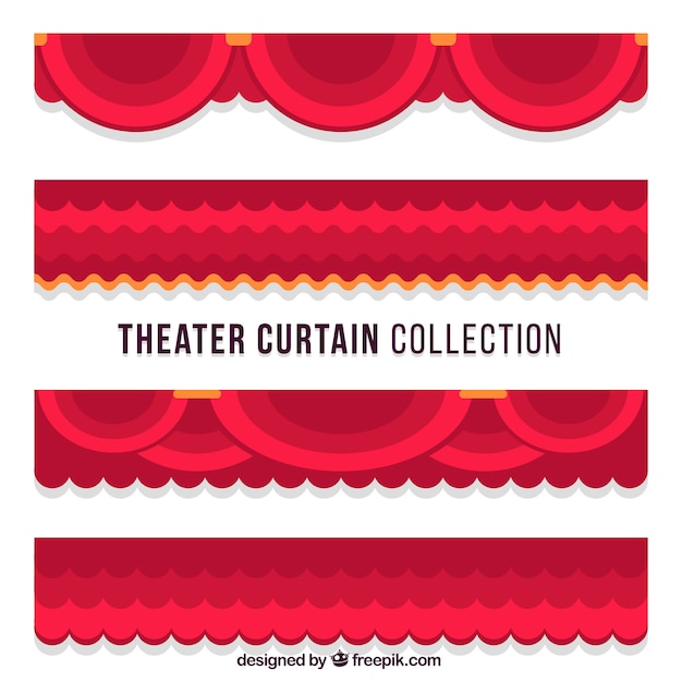 Vecteur gratuit collection des rideaux de théâtre dans le design plat