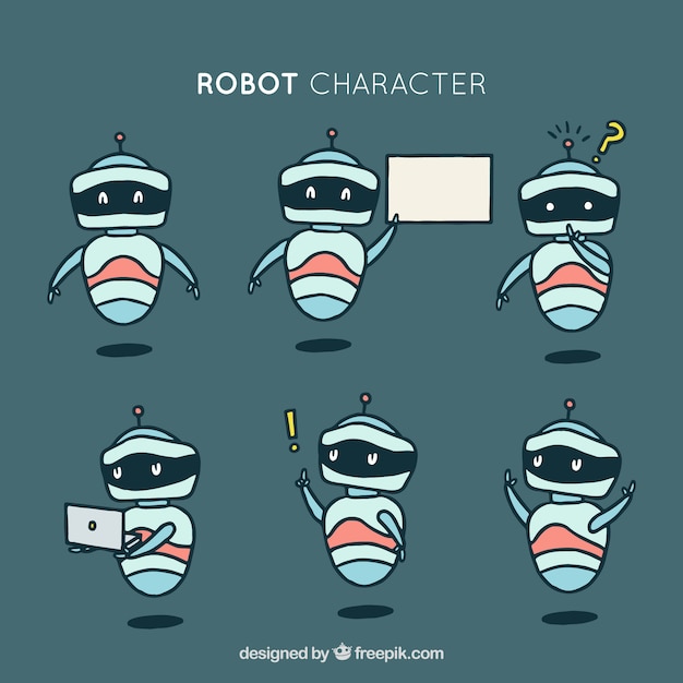 Vecteur gratuit collection de robots dessinés à la main