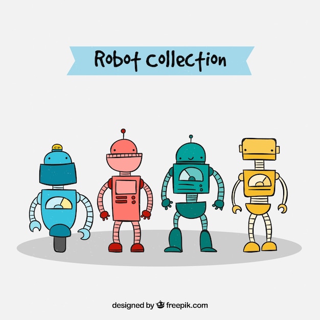 Vecteur gratuit collection de robots plats