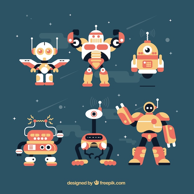 Collection De Robots Plats