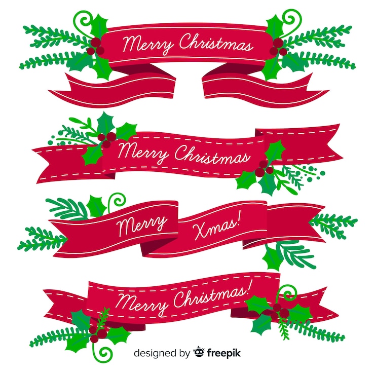 Vecteur gratuit collection de rubans de noël dessinés à la main