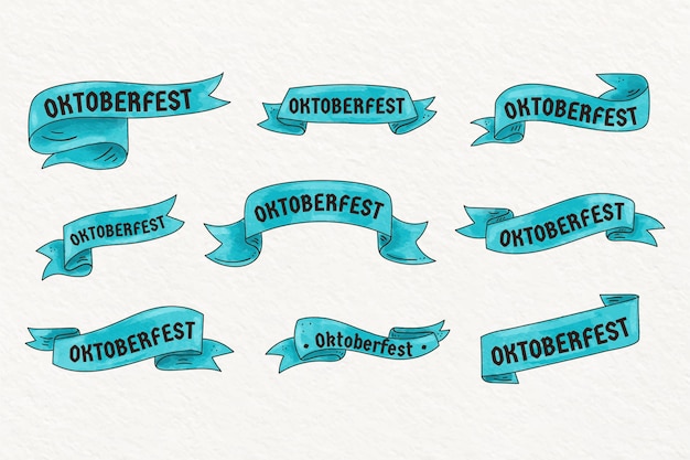 Vecteur gratuit collection de rubans oktoberfest aquarelle