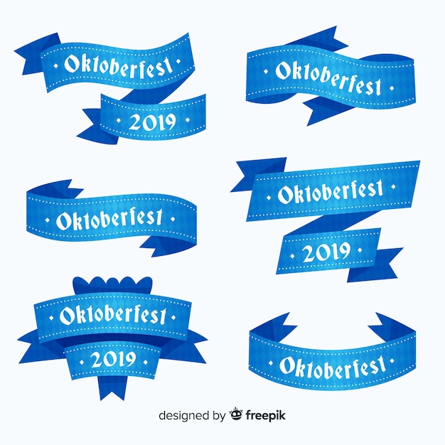 Vecteur gratuit collection de rubans oktoberfest design plat