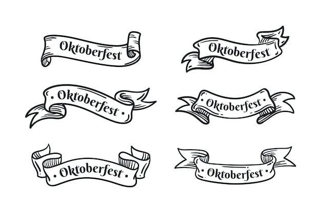 Collection de rubans oktoberfest dessinés à la main