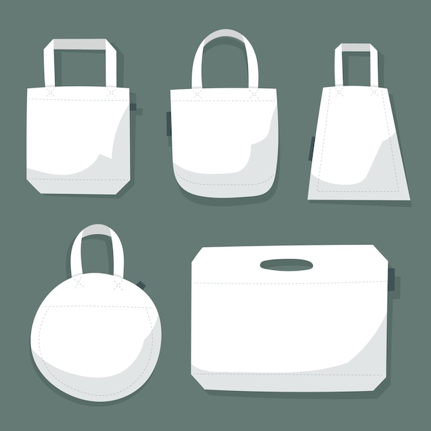 Vecteur gratuit collection de sacs plats en tissu