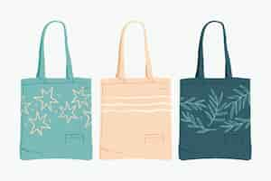 Vecteur gratuit collection de sacs plats en tissu