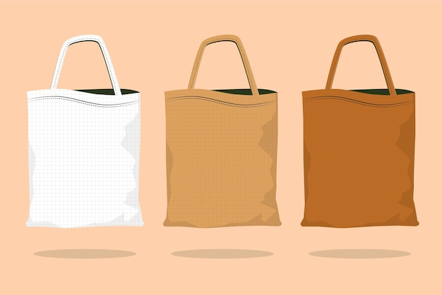 Vecteur gratuit collection de sacs en tissu design plat