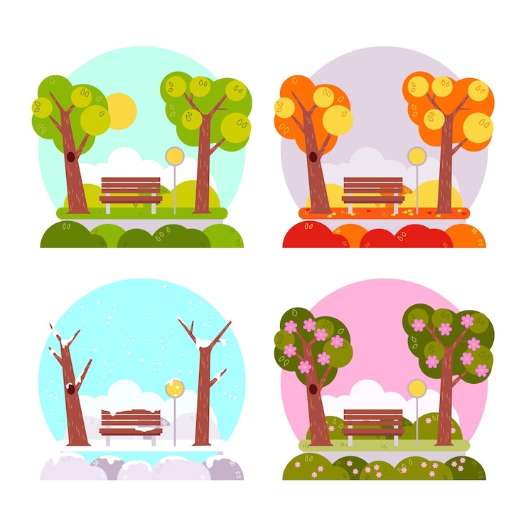 Vecteur gratuit collection de saisons design plat dessiné à la main