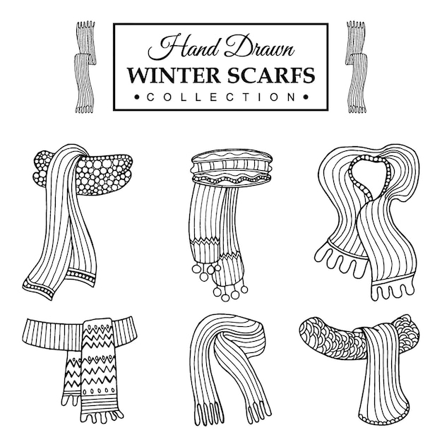 Collection De Scrafs D'hiver Dessinés à La Main