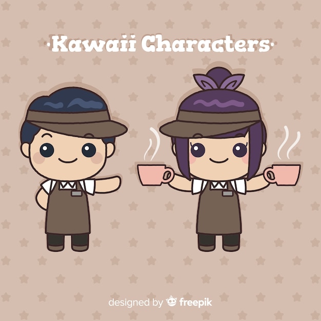 Vecteur gratuit collection de serveurs kawaii dessinés à la main