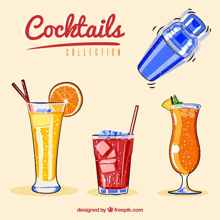 Vecteur gratuit collection de shaker et des boissons d&#39;été dessinées à la main