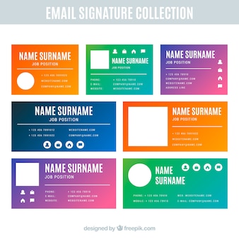 Collection de signatures de courrier électronique en couleurs dégradées