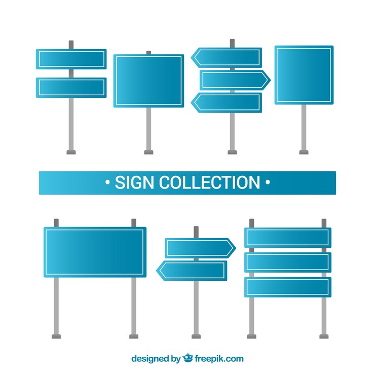 Vecteur gratuit collection de signes bleus