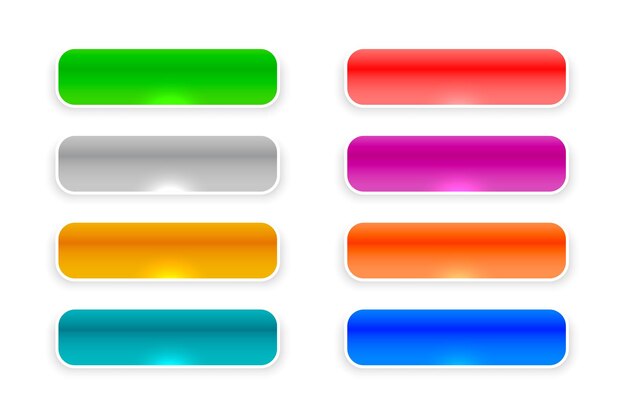 collection de signes de boutons d'applications Web vides dans différentes couleurs