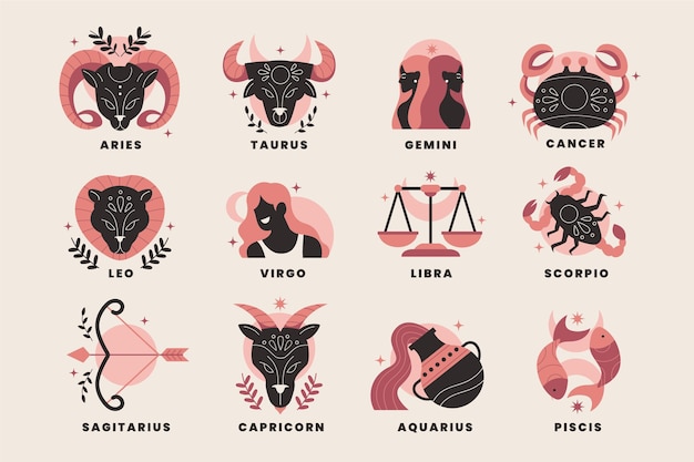 Vecteur gratuit collection de signes du zodiaque design plat
