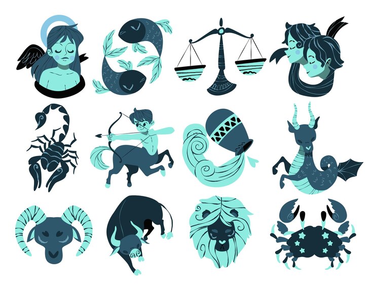 Collection de signes du zodiaque dessinés à la main