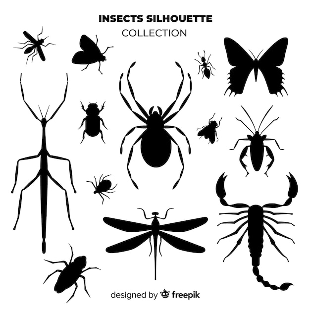 Vecteur gratuit collection de silhouette d'insecte