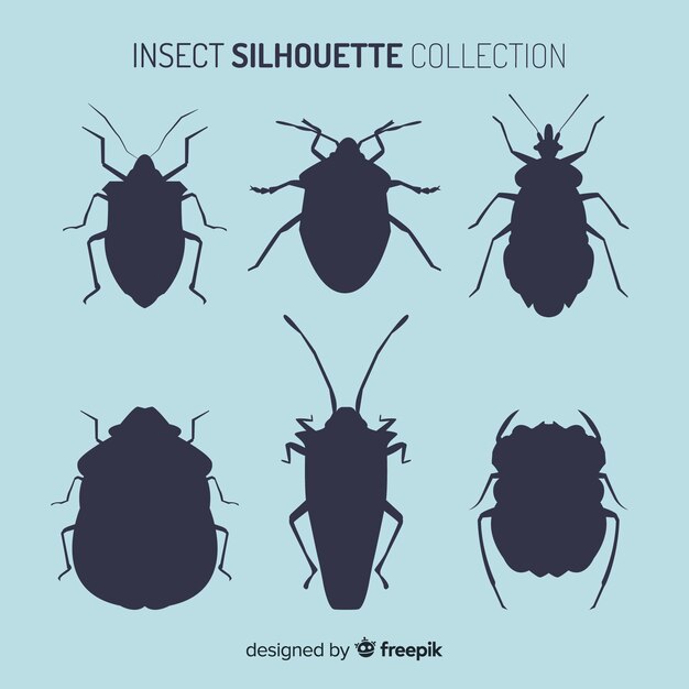 Vecteur gratuit collection de silhouette d'insecte