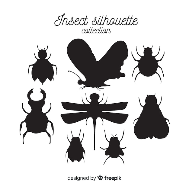 Vecteur gratuit collection de silhouette d'insecte