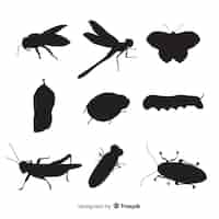 Vecteur gratuit collection de silhouette d'insecte
