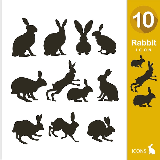 Vecteur gratuit collection de silhouette de lapin