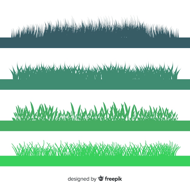 Collection De Silhouettes De Bordure D'herbe Verte