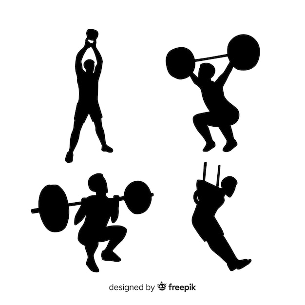 Vecteur gratuit collection de silhouettes d'entraînement crossfit