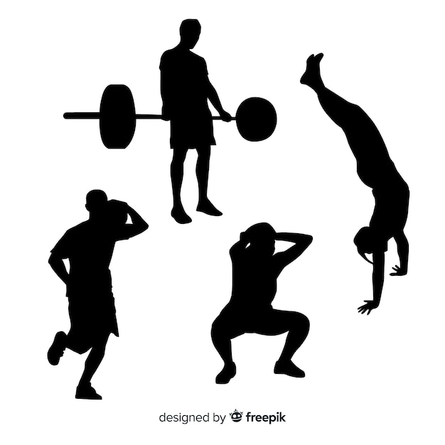 Vecteur gratuit collection de silhouettes d'entraînement crossfit