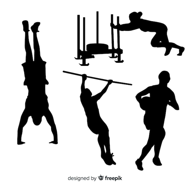 Vecteur gratuit collection de silhouettes d'entraînement crossfit