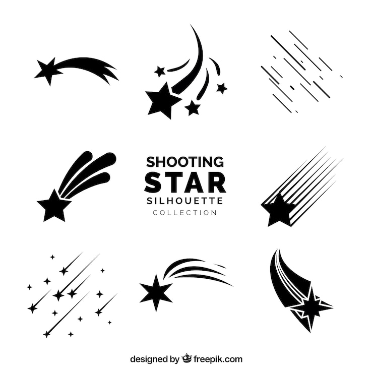 Vecteur gratuit collection de silhouettes d'étoiles filantes