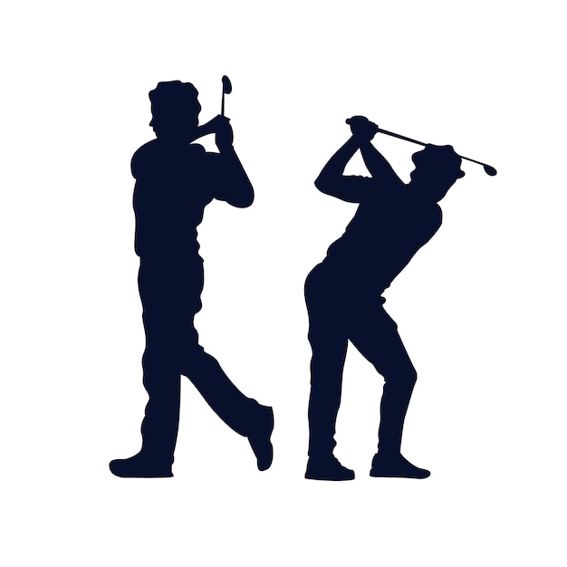 Vecteur gratuit collection de silhouettes de golfeur plat