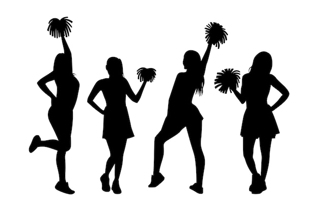 Collection De Silhouettes De Pom-pom Girl Plat