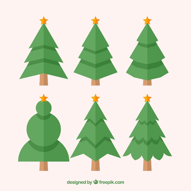 Collection simple d'arbres de Noël de différentes formes