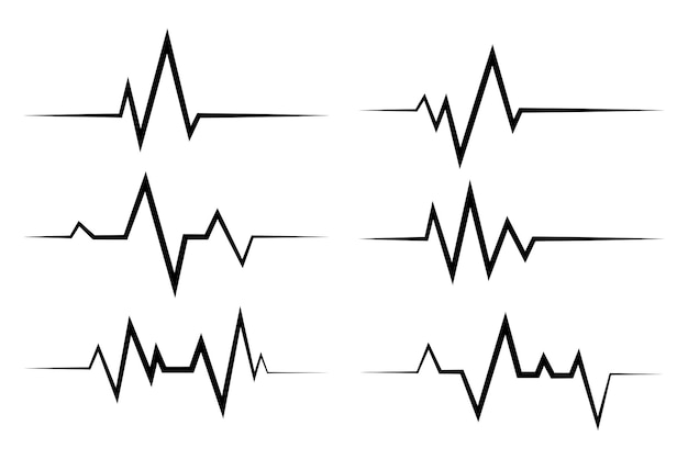 Vecteur gratuit collection six ecg heartbeat lines