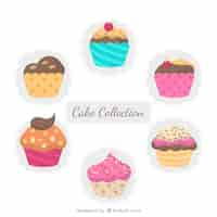 Vecteur gratuit collection de six muffins