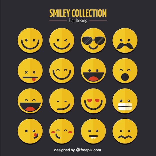 Vecteur gratuit collection smiley au design plat