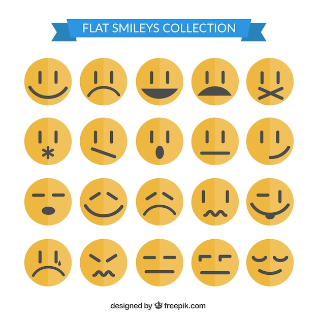 Vecteur gratuit collection smiley dans le style plat