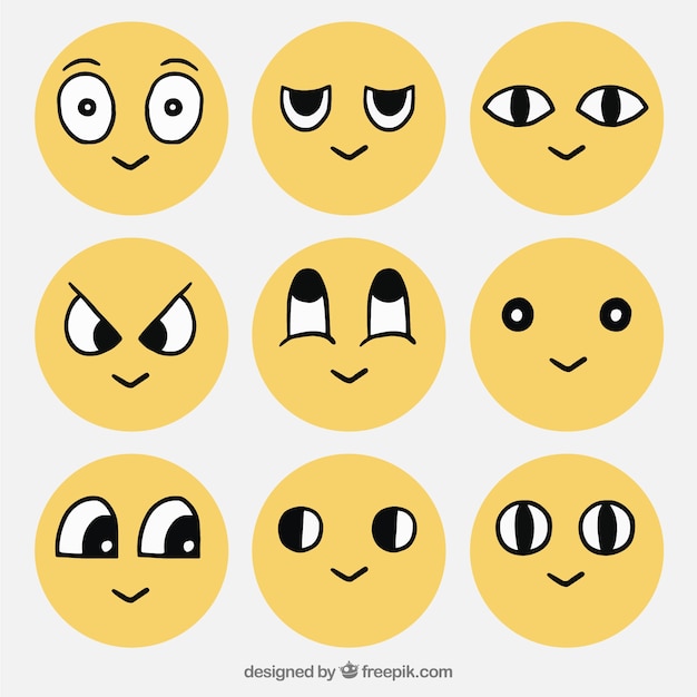 collection Smiley avec les yeux dessinés à la main