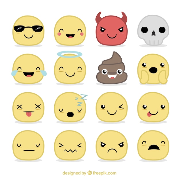 Vecteur gratuit collection de smileys dessinés à la main