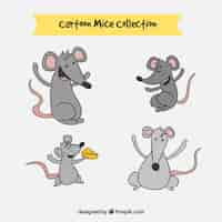 Vecteur gratuit collection de souris de dessin animé